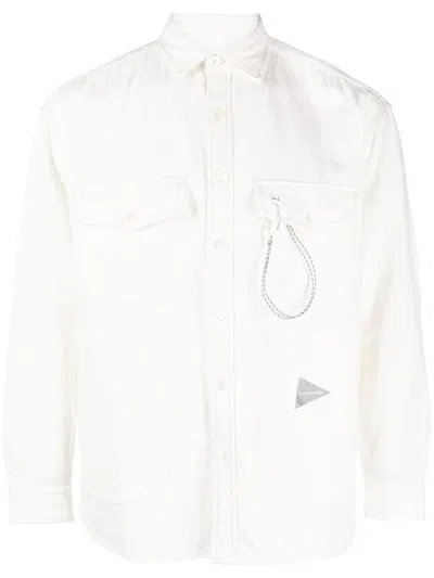 And Wander Logo-print Long-sleeved Shirt In Nude