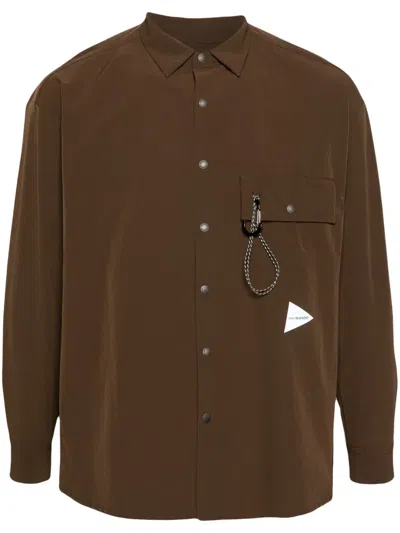 And Wander Logo-print Shirt In Brown