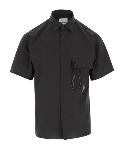 And Wander Logo Printed Short-sleeved Shirt In Black