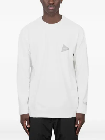 And Wander Logo-triangle Long-sleeve T-shirt In White