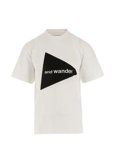 And Wander Big Logo Short Sleeves T-shirt In White