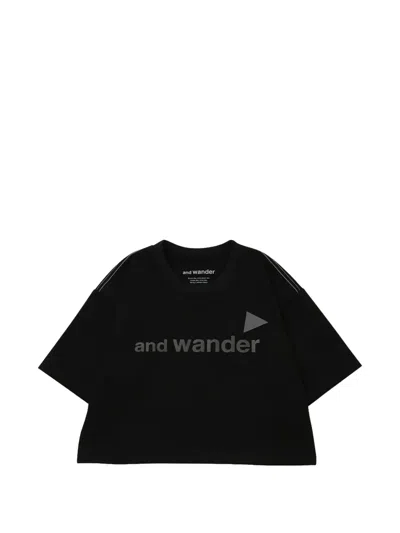 And Wander Logo-print Cropped T-shirt In Animal Print