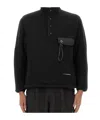 And Wander High-collared Fleece Pullover With Textured Finish In Black