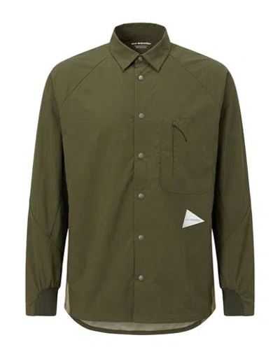 And Wander Man Shirt Military Green Size S Polyester