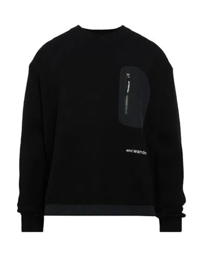 And Wander Man Sweater Black Size L/xl Wool, Nylon