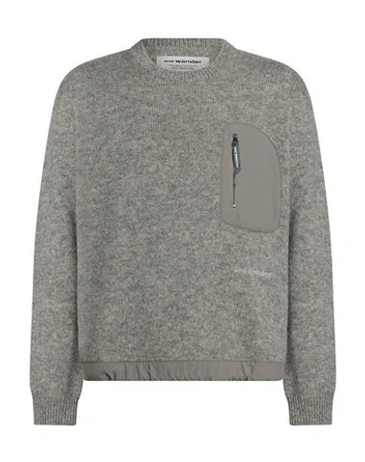 And Wander Man Sweater Grey Size Xs Wool, Nylon In Gray