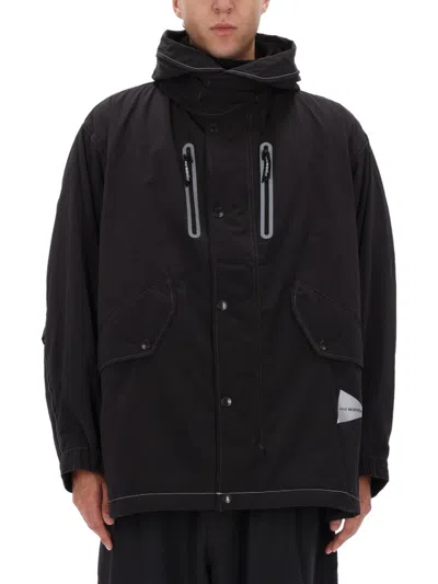 And Wander Men Black Logo Hood Jacket