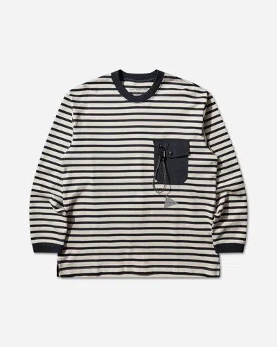 And Wander Men S Stripe Pocket Longsleeve T-shirt Navy In Black