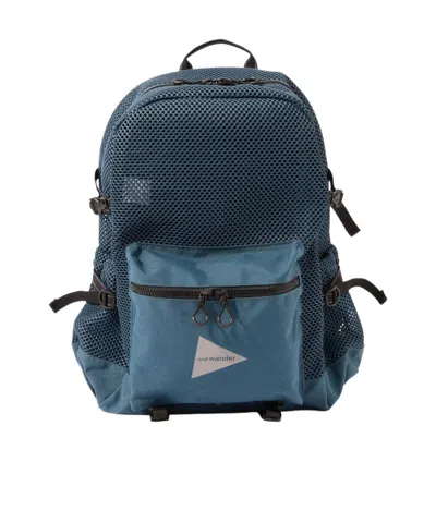 And Wander Mesh Patchwork Backpack In Blue