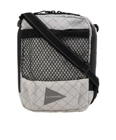 And Wander Mesh Pocket Shoulder Bag In Gray