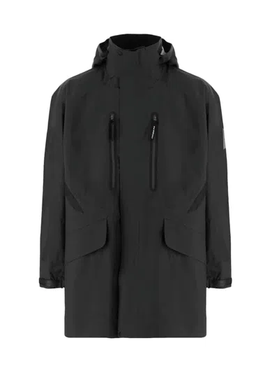 And Wander Minimalist Nylon Coat With High Collar In Black