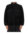 And Wander Black Mix Boa Polyester-blend Plush Jacket In Black