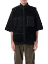 And Wander Mix Boa Patchwork Vest In Black