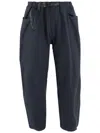 And Wander Navy Relaxed-fit Trousers With Adjustable Belt