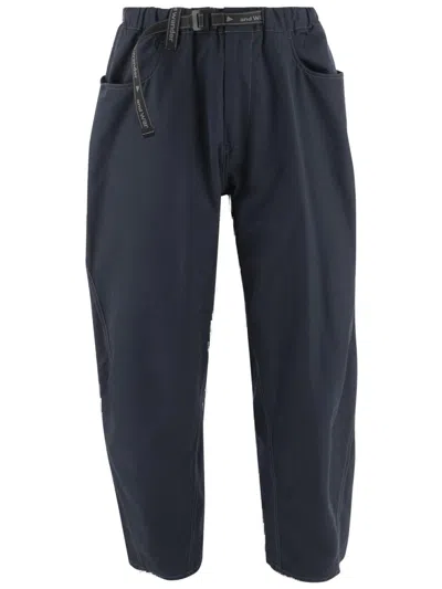 AND WANDER AND WANDER NAVY RELAXED-FIT TROUSERS WITH ADJUSTABLE BELT