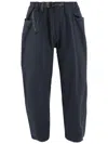 And Wander Navy Relaxed-fit Trousers With Adjustable Belt In Blue