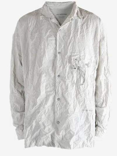 And Wander Nylon Shirt With Ruffled Details In White