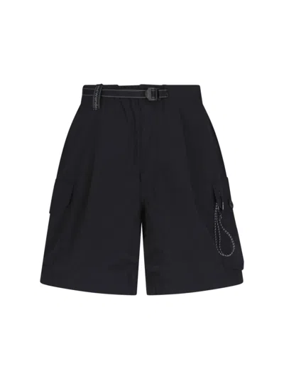 And Wander Oversized Belted Cargo Shorts In Black Fabric