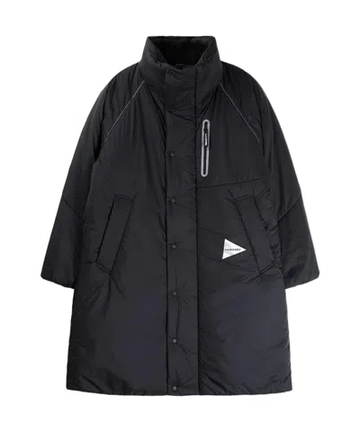 And Wander Oversized Black Padded Jacket With High Collar