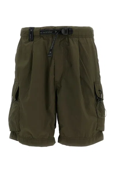 And Wander Oversized Cargo Shorts In Green
