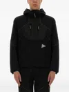 And Wander Logo Printed Hooded Jacket In Black
