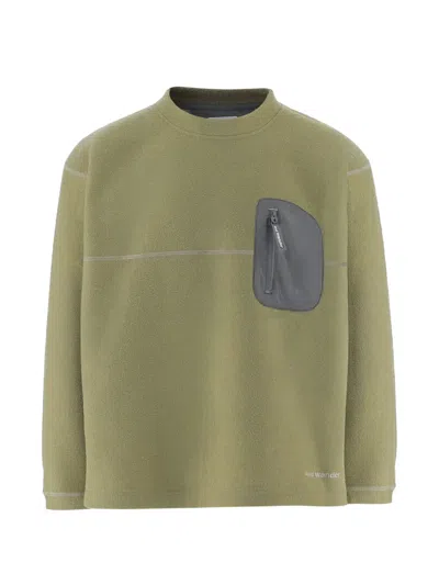 And Wander Patch-pocket Exposed-seam Sweater In Green
