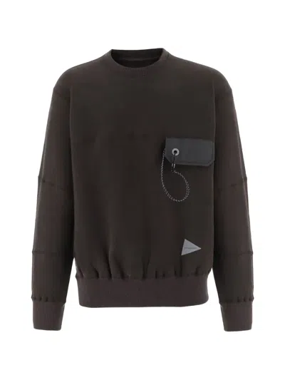 And Wander Patch-pocket Exposed-seam Sweatshirt In Brown