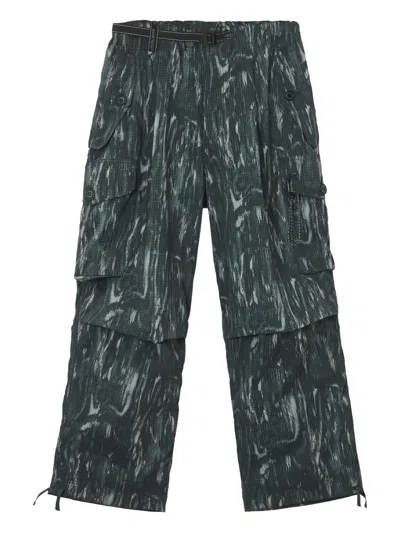 And Wander Patterned Cargo Trousers In Green