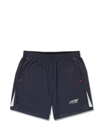 And Wander Perforated-detail Shorts In Blue
