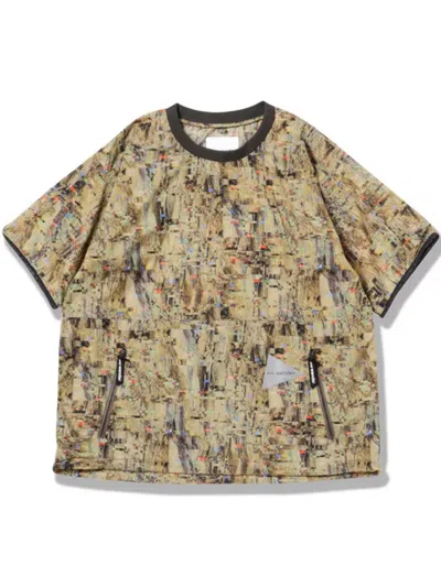 And Wander Pertex Printed Wind T-shirt In 中性色