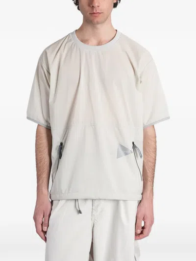 And Wander Pertex Quantum Air Logo-print Zip-pocket T-shirt In Neutral