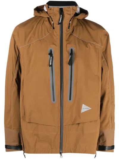 And Wander Pertex Shield Rain Jacket In Brown