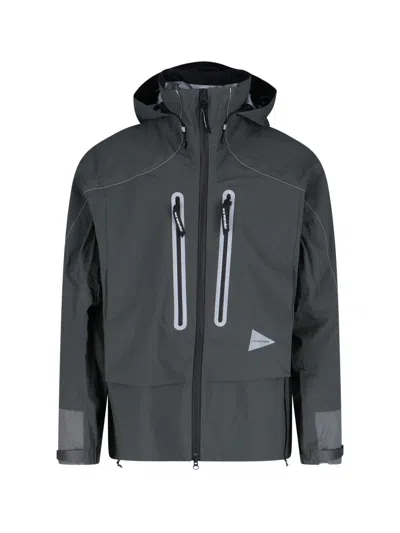 And Wander Pertex Shield Waterproof Zip Jacket In Gray