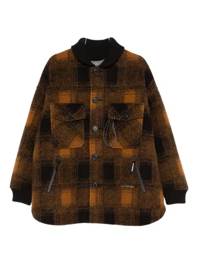 And Wander Plaid Button-up Jacket In Brown