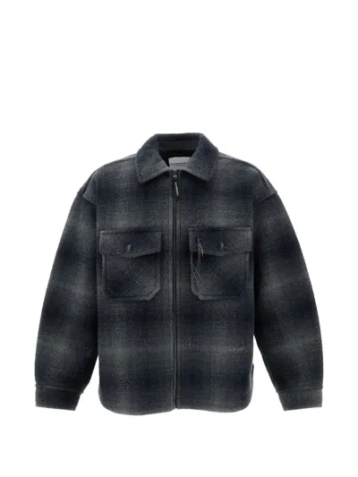 And Wander Plaid-pattern Zip-up Jacket In Gray