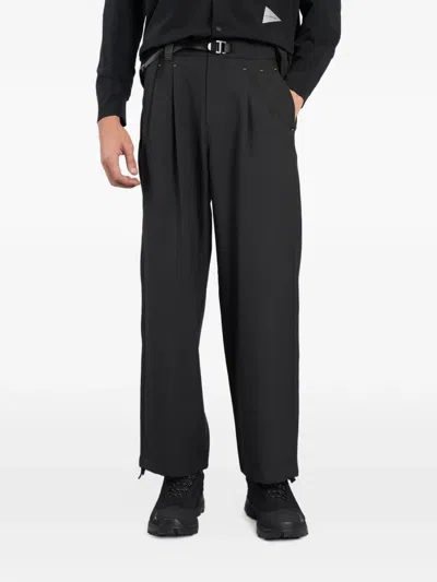 And Wander Pleated Belted Straight-leg Trousers In Black