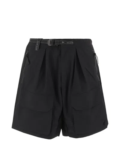 And Wander Pleated Pocket Bermuda Shorts In Black