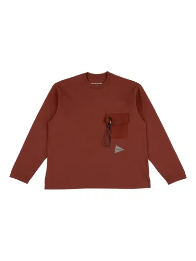 And Wander Pocket Long-sleeve T-shirt In Brown