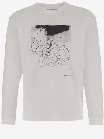 And Wander Printed Cotton Blend Sweater In White