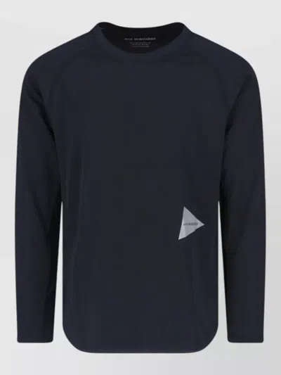 And Wander Raglan Long Sleeve Sweatshirt Curved Hem Reflective In Black