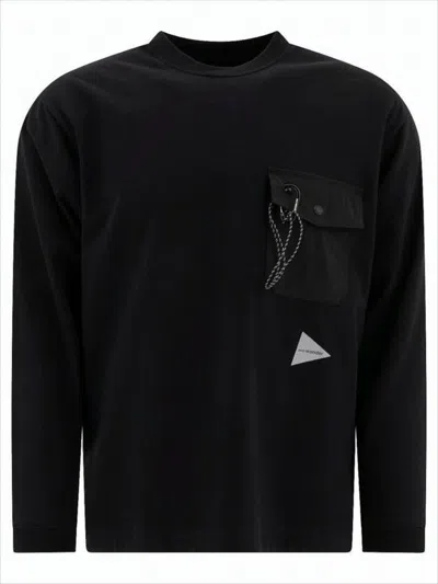 And Wander Relaxed-fit Long-sleeved Top With Unique Pocket Detail In Black