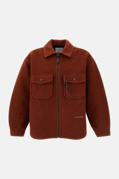 And Wander Shaggy Wool Jacket With Zip In Brown