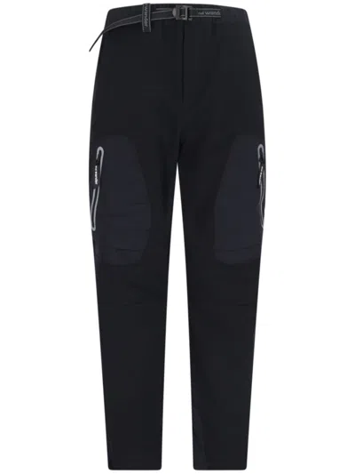 And Wander Logo Printed Belted Shell Trousers In Black