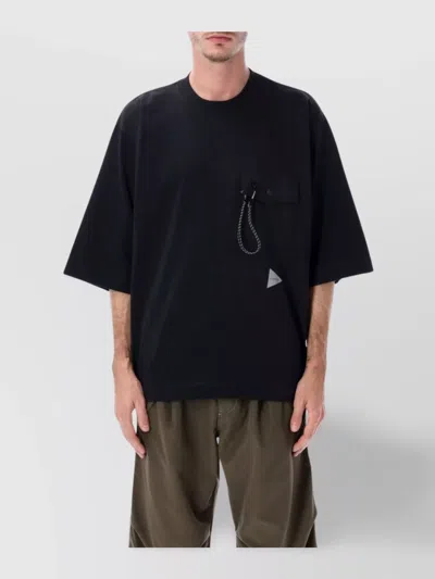 And Wander Short Sleeve Cotton Pocket T-shirt In Black