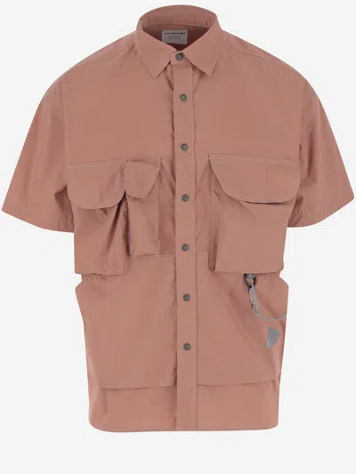 And Wander Short-sleeved Multi-pocket Shirt In Pink