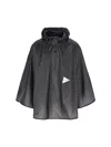 And Wander Hooded Lightweight Coat Printed Back Waterproof In Black
