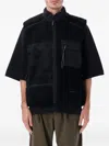 And Wander Mix Boa Patchwork Vest In Black