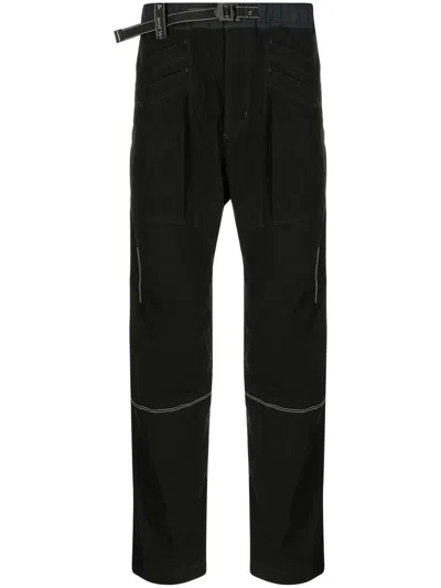And Wander Belted Reflective-stitch Trousers In Black
