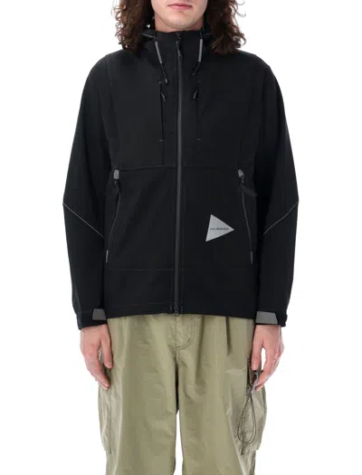 And Wander 5 Light Stretch Shell Jacket In Black