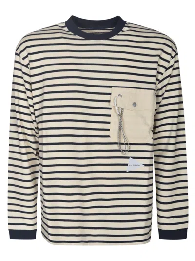 And Wander Stripe Sweatshirt In Burgundy